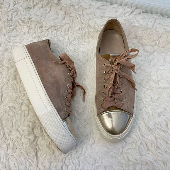 AGL Attilio Giusti Leombruni Mollie Cap toe pink suede platform sneakers sz 7/37 - Picture 1 of 9